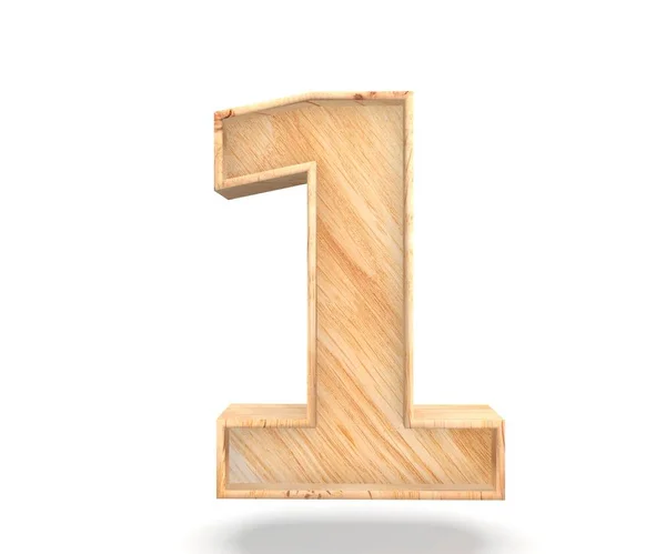 Decorative wooden alphabet digit zero symbol - 1. 3d rendering illustration. Isolated on white background — Stock Photo, Image