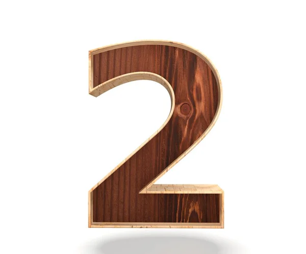 装飾的な木製アルファベット数字ゼロ記号 - 23 d レンダリング図。白い背景に分離 — ストック写真
