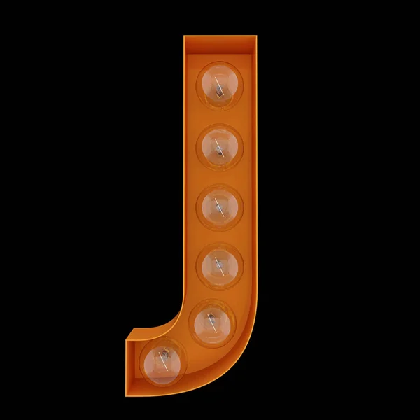 3D-инсталляция. Заглавная буква J с лампочками . — стоковое фото