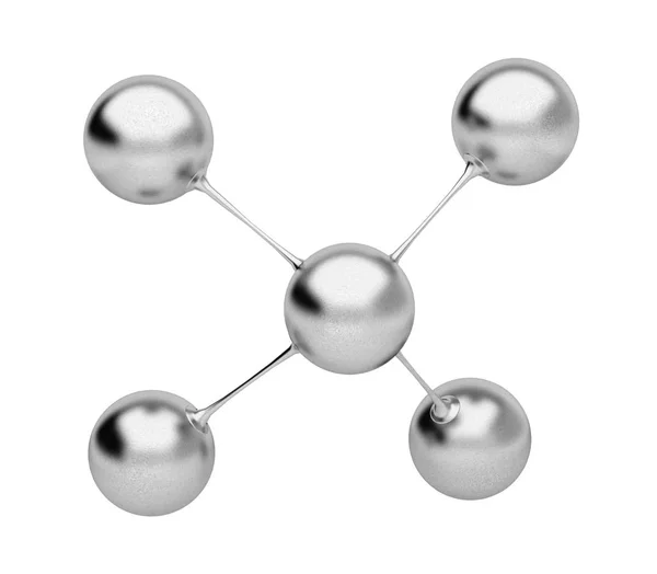 3D vykreslování obrázku. Chrom leštěný molekula modelu abstraktní pojem. Molekulární tvar izolovaných na bílém pozadí. — Stock fotografie