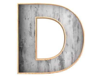 3D dekoratif beton ahşap kenarlıklı alfabesi, büyük harf D