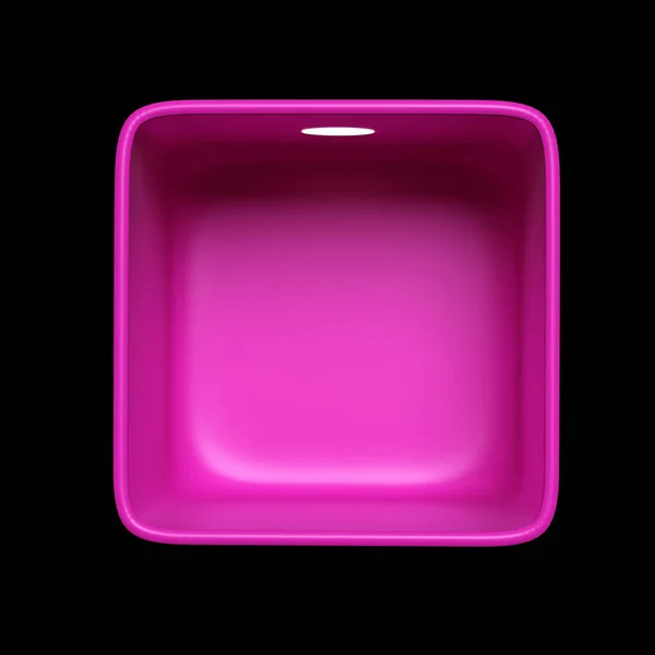 Leere runde lila Plastikvitrine mit Licht. Konzept für Waren. 3D-Darstellung. — Stockfoto