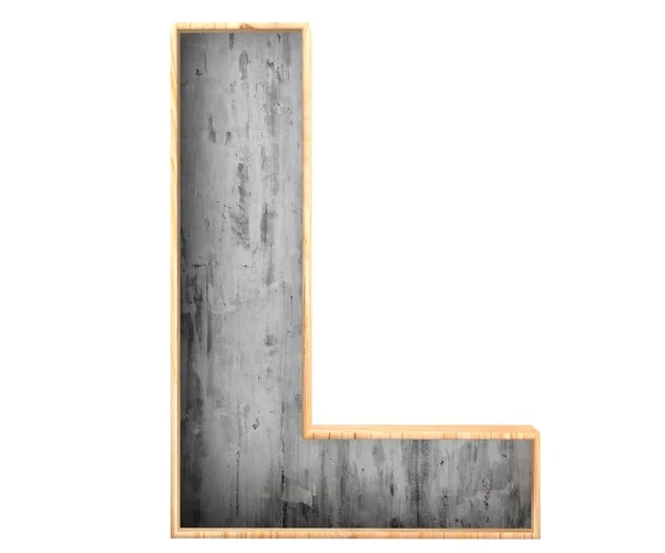 3d Zierbeton mit Holzeinfassung Alphabet, Großbuchstabe l — Stockfoto