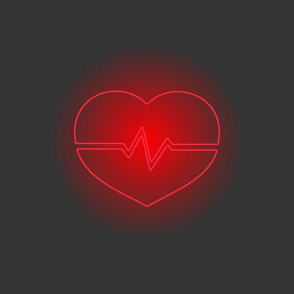 Neon Light Heart Icon Black Background — Stock Vector