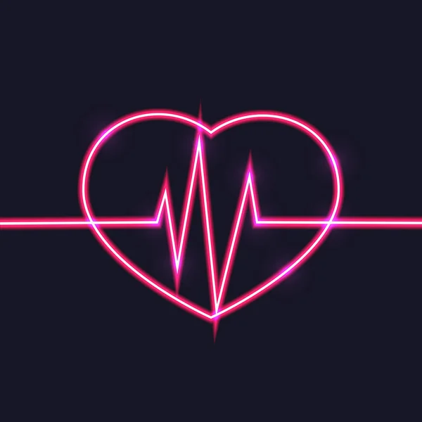 Neon Light Heart Icon Auf Dunkelblauem Hintergrund — Stockvektor