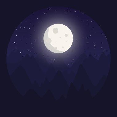 Gece manzara kutsal kişilerin resmi içinde düz stil