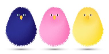 Kuşlar çizgi film vektör mavi pembe sarı Eps 10