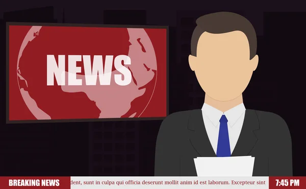 Nieuwsanker op Tv breaking News — Stockvector