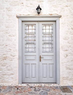 Greece, vintage wooden door clipart
