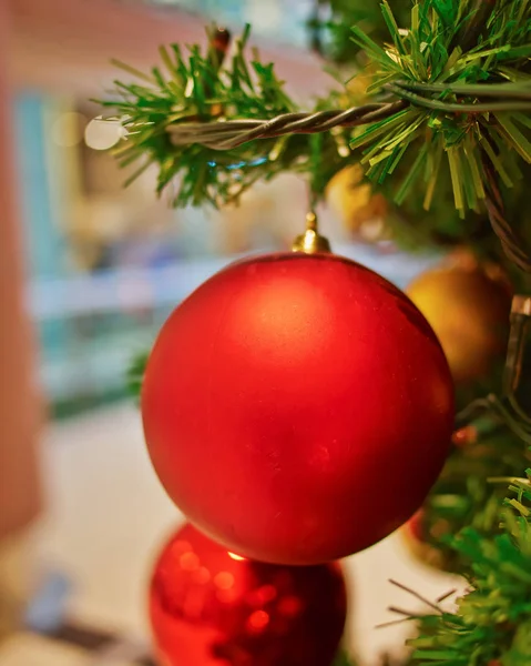 Ball hanging on Christmas tree — Stock Photo, Image