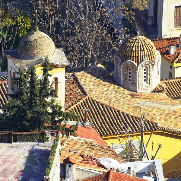 Αθήνα Θόλους Και Οροφές Στο Κέντρο Πλάκα Της Παλιάς Πόλης — Φωτογραφία Αρχείου