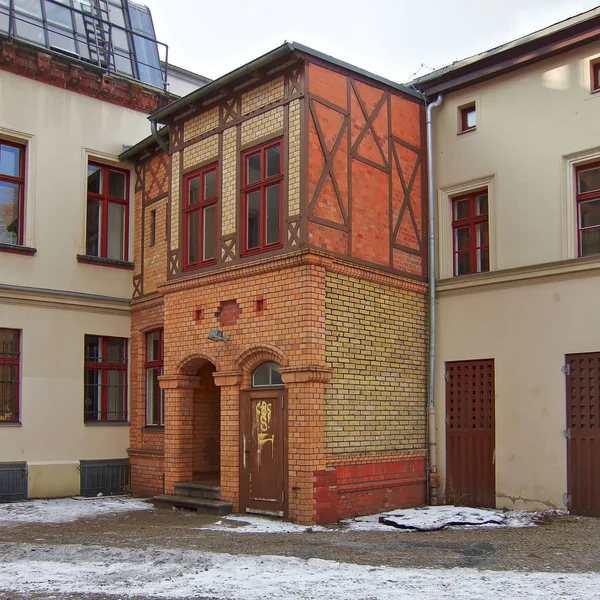Vintage Brickwall Kolorowy Dom Berlin Niemcy — Zdjęcie stockowe