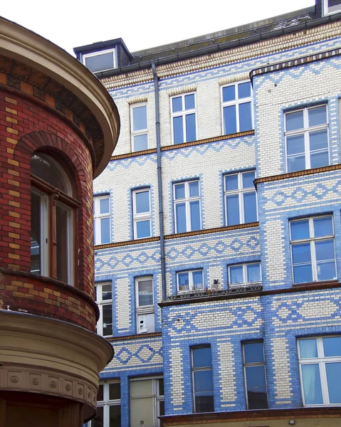 Vintage Färgglada Brickwall Hus Berlin Tyskland — Stockfoto