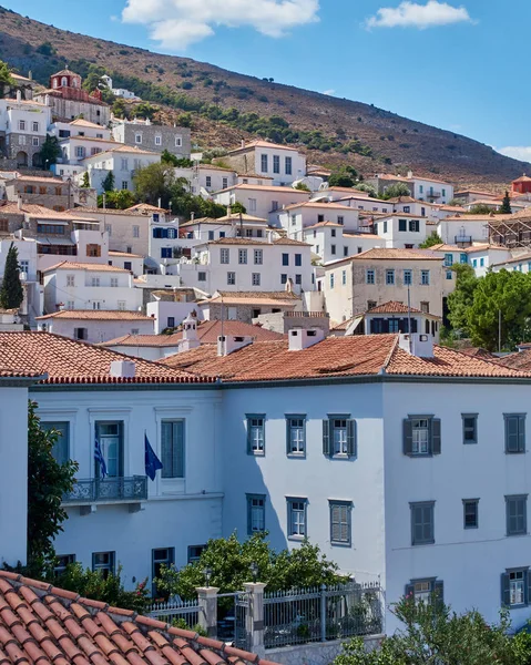 Hydra Island Grekland Pittoresk Utsikt Över Gamla Stan — Stockfoto