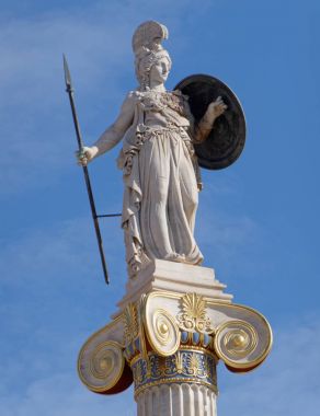Greece, Athena the goddess of knowledge and wisdom statue  clipart