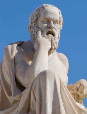 Athens Greece, Socrates the philosopher statue on blue sky background clipart