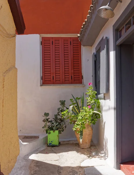 Beco Scenic Atenas Greece Bairro Anafiotika Apenas Sob Acropolis — Fotografia de Stock