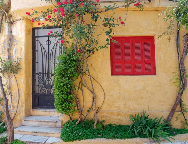 Atenas Grecia Pintoresca Casa Exterior Distrito Anafiotika Antiguo Barrio Plaka — Foto de Stock