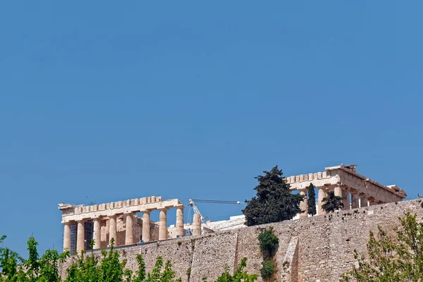 Αθήνα Παρθενώνας Αρχαίος Ελληνικός Ναός Θέα Από Δρόμο Κάτω Από — Φωτογραφία Αρχείου