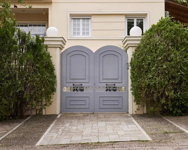 Elegant House Entrance Metallic Door Athens Greece — Stock Photo, Image