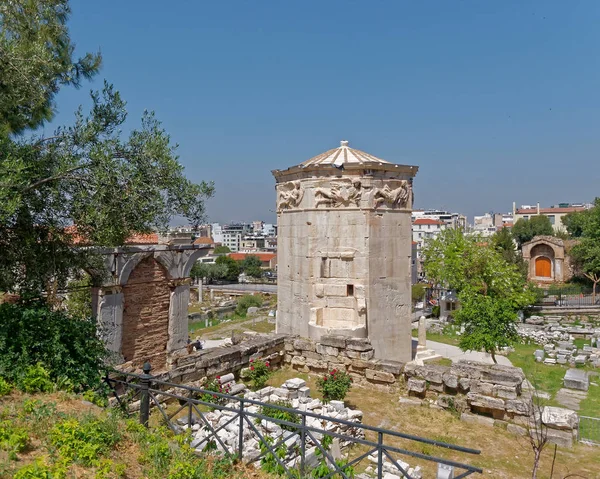 Athens Greece Aerides Ρολόι Του Πύργου Των Ανέμων Στο Αρχαίο — Φωτογραφία Αρχείου