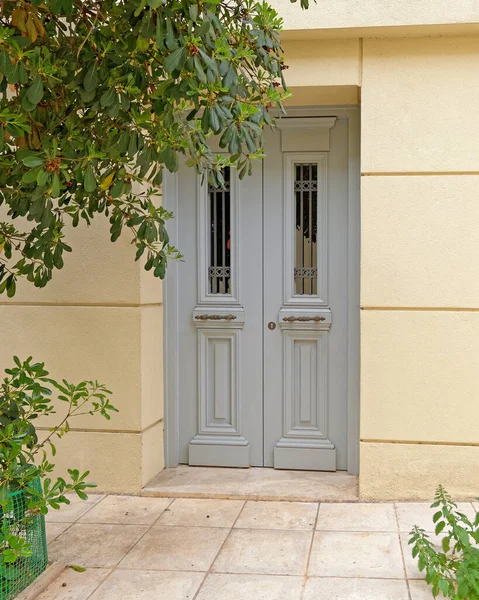 Puerta Entrada Casa Vintage Antiguo Barrio Plaka Atenas Grecia — Foto de Stock