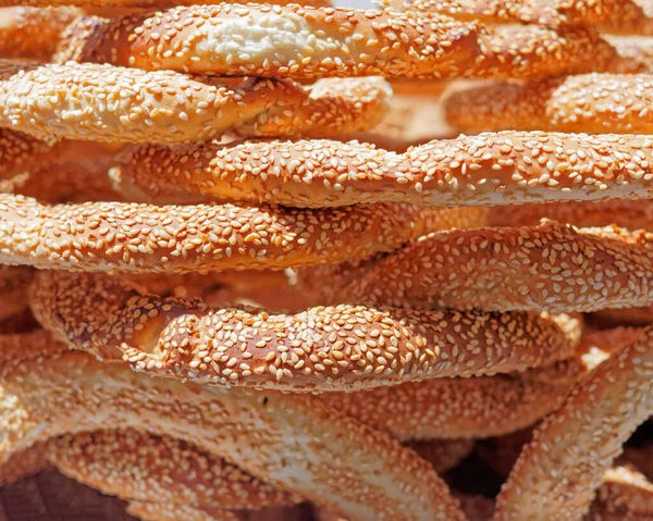 Koulouri Pila Stile Greco Croccante Bagel Rotondo Con Sesamo — Foto Stock