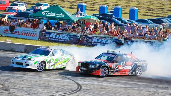 Sport Auto Mercedes Nissan Concurreren Een Race Vinnytsja Drift Concurrentie — Stockfoto