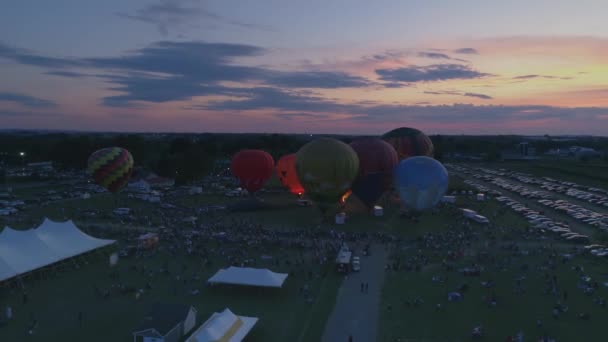 Bird Hand Pennsylvania September 2019 Aerial View Hot Air Balloons — стокове відео