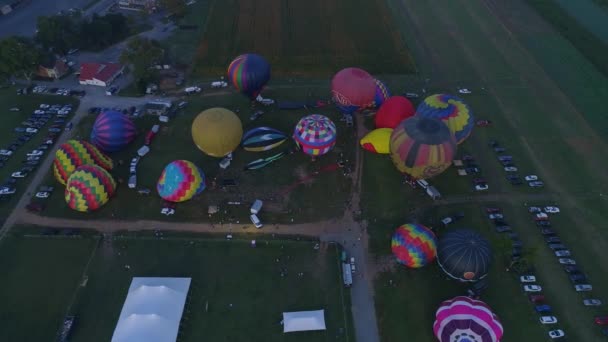 Pensilvanya Kuş Eylül 2019 Balon Festivali Nde Sabah Balonlarının Havadan — Stok video