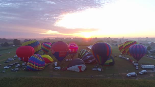 Bird Hand Pensilvania Septiembre 2019 Vista Aérea Lanzamiento Matutino Globos — Vídeo de stock