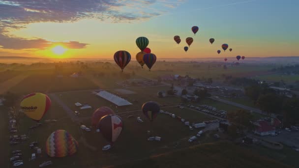 Bird Hand Pensilvania Septiembre 2019 Vista Aérea Lanzamiento Matutino Globos — Vídeos de Stock