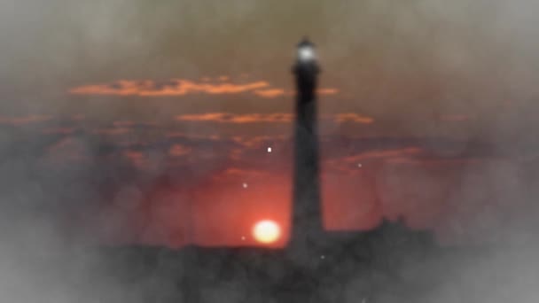 Animation Des Guten Neuen Jahres Mit Leuchtturmhintergrund — Stockvideo