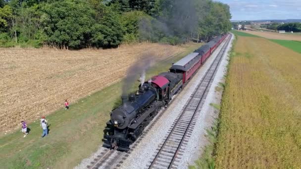 Strasburg Pensylvánie Září 2019 Letecký Pohled Frontu Starožitného Parního Motoru — Stock video