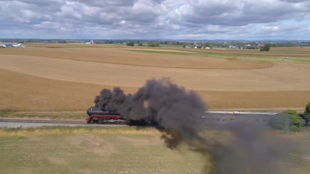 Strasburg Pensylvánie Říjen 2019 Aerial View Amish Countryside Antique Steam — Stock video