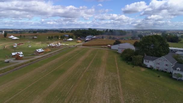Strasburg Pensilvânia Outubro 2019 Vista Aérea Campo Amish Com Antigo — Vídeo de Stock