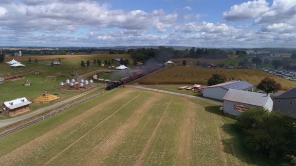 Strasburg Pensilvânia Outubro 2019 Vista Aérea Campo Amish Com Antigo — Vídeo de Stock