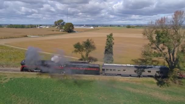 Strasburg Pennsylvania October 2019 Aerial View Amish Countryside Antique Steam — Stock Video