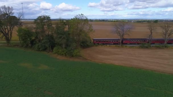 Strasbourg Pennsylvanie Octobre 2019 Vue Aérienne Campagne Amish Avec Train — Video