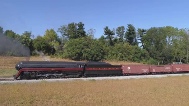 Strasburg Pennsylvania October 2019 Aerial View Antique Steam Engine Stopped — 비디오