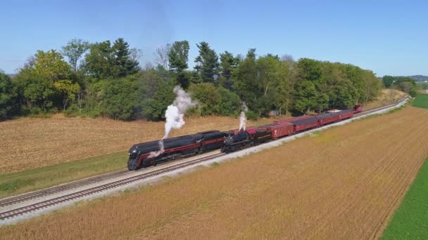 Strasburg Pennsylvania October 2019 Aerial View Antique Steam Engine Stopped — Αρχείο Βίντεο