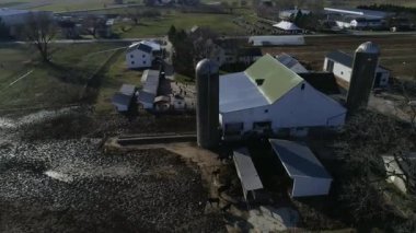 Amish Ailesi Düğününün Havadan Görüntüsü At ve Böceklerle Voleybol ve İnsansız Hava Aracı Tarafından Görüldüğü Gibi Eğlence