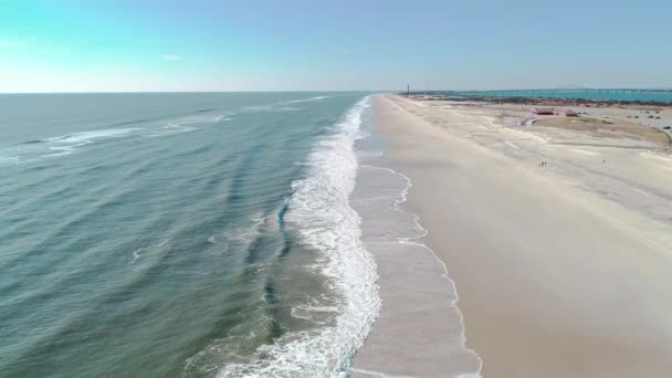 Aerial View Ocean Waves Beach South Shore Long Island Winter — Stockvideo