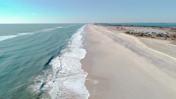 Vista Aérea Das Ondas Oceano Praia Costa Sul Long Island — Vídeo de Stock