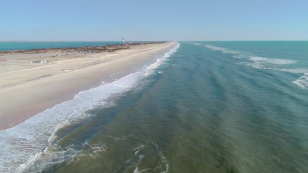 Aerial View Ocean Waves Beach South Shore Long Island Winter — Stock Video