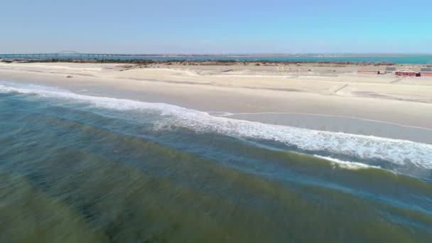 Aerial View Ocean Waves Beach South Shore Long Island Winter — 비디오