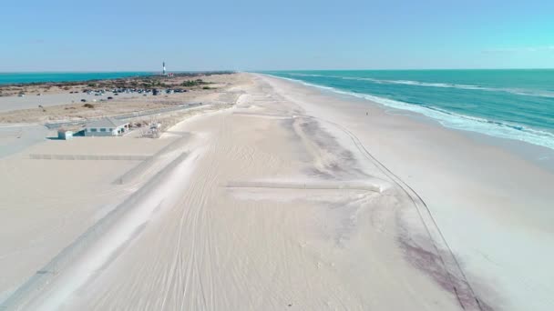 Aerial View Ocean Waves Beach South Shore Long Island Winter — Stock Video