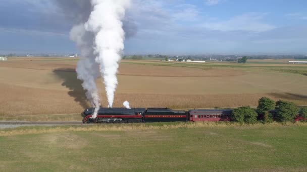 Strasburg Pennsylvania Ekim 2019 Bir Buhar Makinesinin Yan Yana Havadan — Stok video