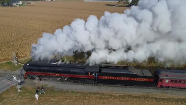 Straatsburg Pennsylvania Oktober 2019 Luchtfoto Van Een Stoommachine Die Stoom — Stockvideo