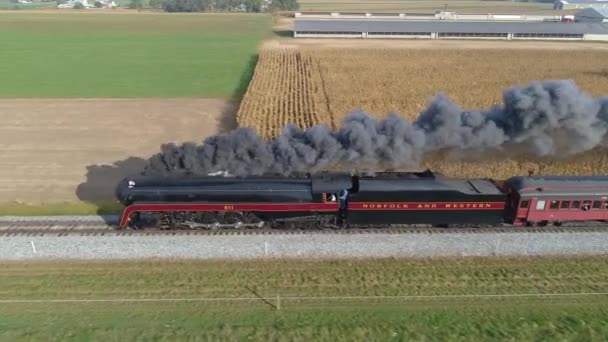 Straatsburg Pennsylvania Oktober 2019 Luchtfoto Van Een Stoommachine Die Stoom — Stockvideo